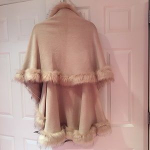 Cape with fur trim